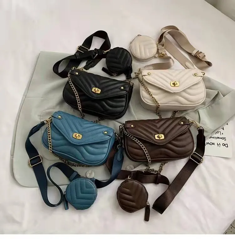 Bolsas de ombro luxuosas bolsa mensageiro feminina de couro fashion bolsas de corpo cruzado bolsas de ombro destacáveis com alça de ombro removível bolsas de corrente removívelHBP