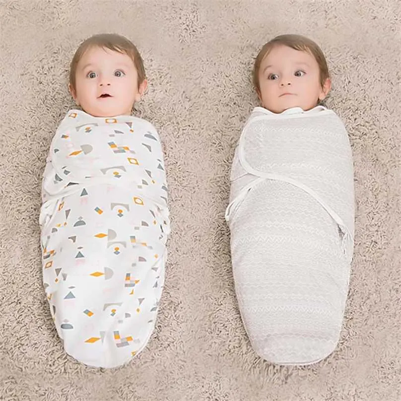 Baby's slaapzakken geboren baby swaddle wrap envelop 100%katoen 0-3 maanden deken swaddling Sleepsack 211023