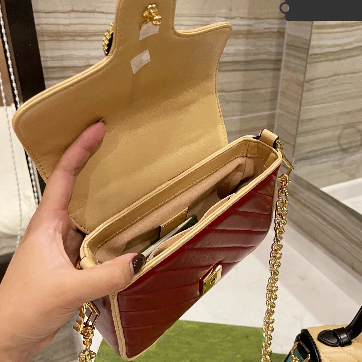 High Luxurys designers Quality Ladies heart chains Brand bag 2021 Women handbag Fashion clutch handbags shoulder Patchwork Bags cossbody wallet leather Stripes