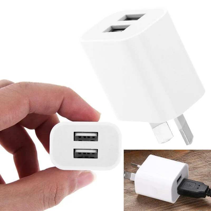 Dual USB Double Travel Chargers AU US EU Plug 2A Wall Charger Home AC Power Adapter 2 Ports Quick Charging For iPhone 13 12 11 X 8 7 Samsung HUAWEI Xiaomi Smart Phone