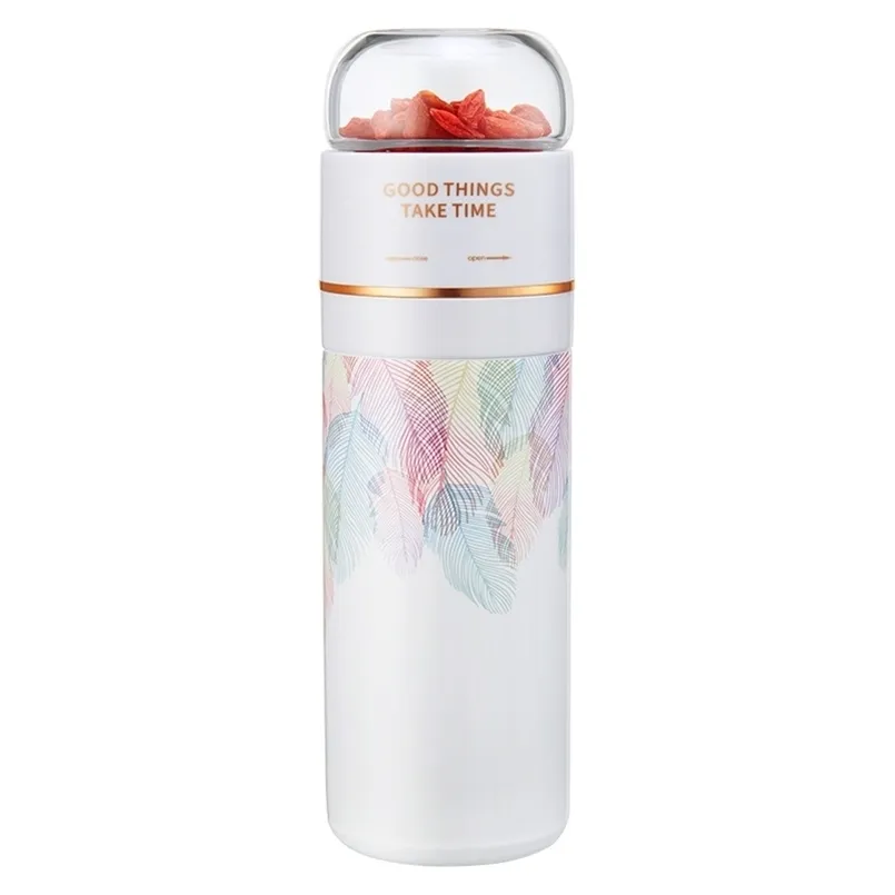 400 ml TEA Separation Thermo Bottle Portable Rostfritt stål Travelmugg Creative Leak Proof Drinking Thermocup Filter Gifts 211109