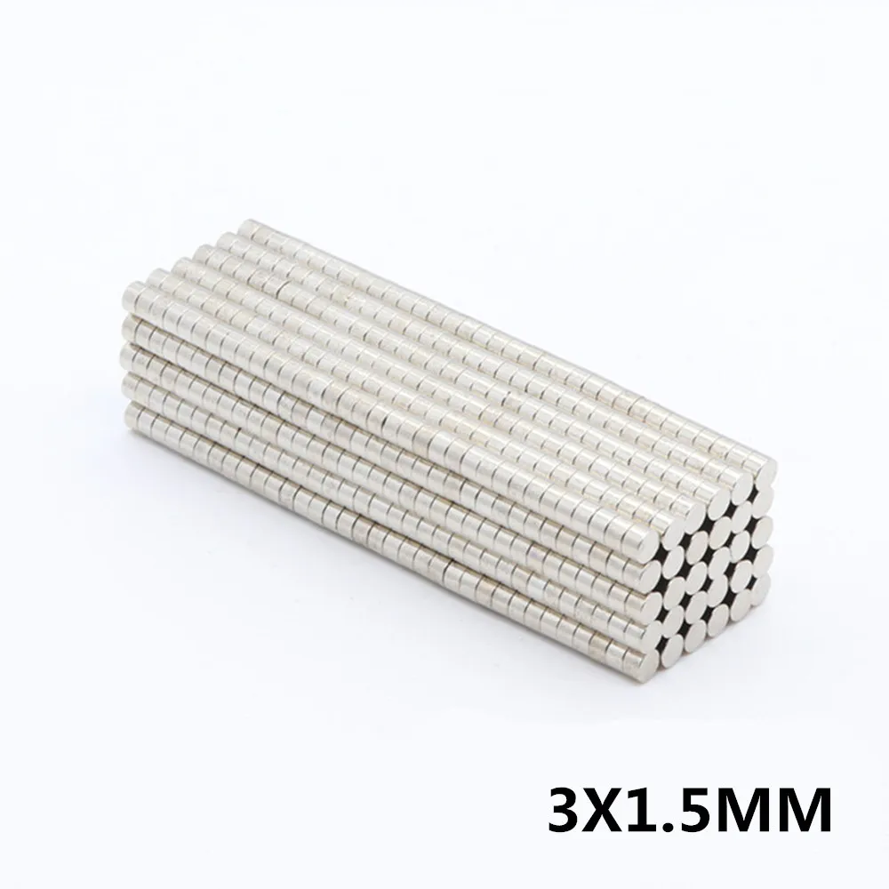 도매 - 재고 100pcs 강한 라운드 NDFEB 자석 DIA 3x1.5mm N35 희토류 네오디뮴 영구 공예/DIY 자석