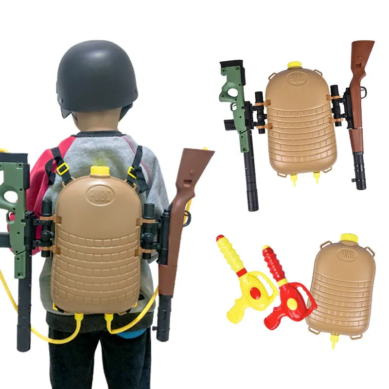 Summer children swimming backpack water gun Space Style Toddler Toys Pulled by 4 Fingers Easy Pull Trigger Designed for 2-7 years old kids