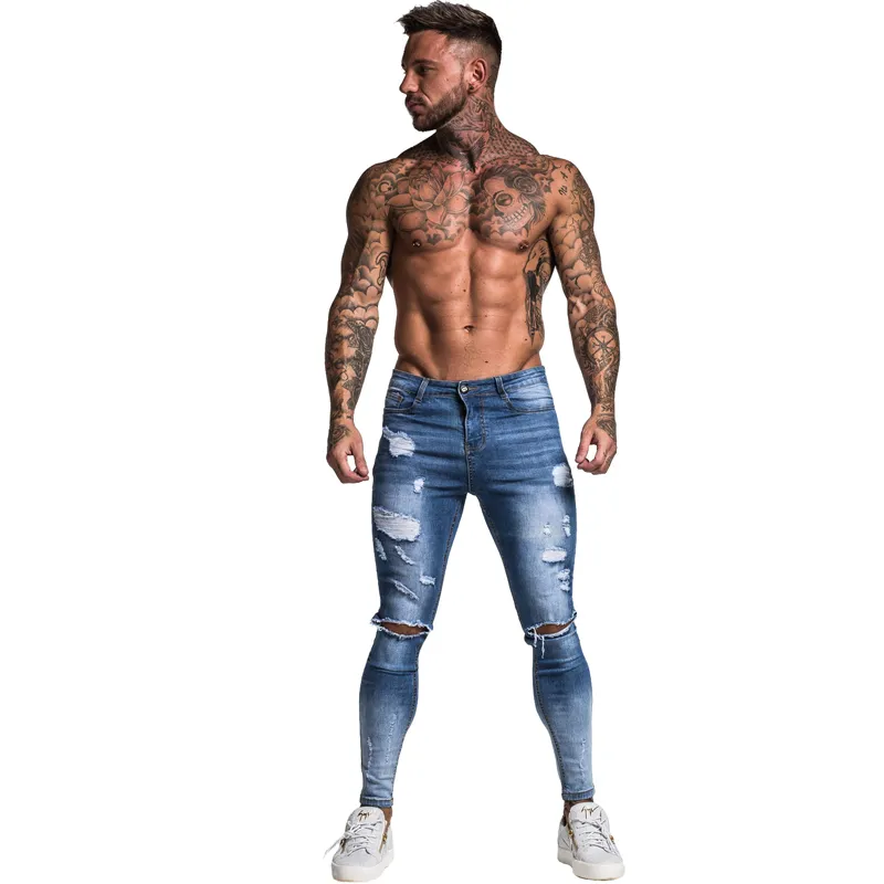 Ripped Jeans Big And Tall Skinny Fit Jeans Plus Size Men's Skinny