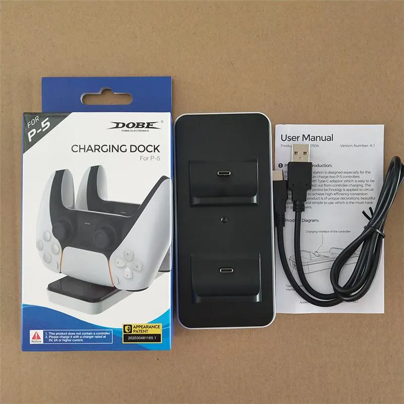 Dock de chargeur de contrôleur pour les contrôleurs de jeu sans fil PS5 Dual Charging Ports Stand Noir / Blanc avec indicateur LED