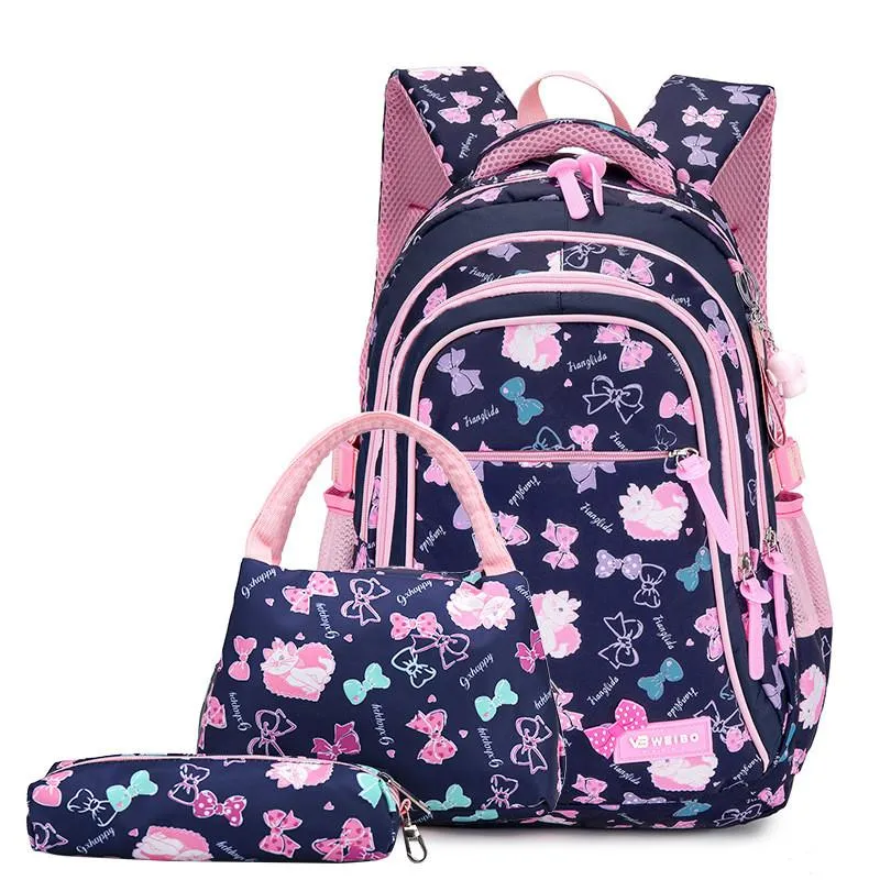 School Bags 3pcs/Set For Girls Children Backpacks Kids Waterproof Printing Schoolbag Child Mochila Infantil