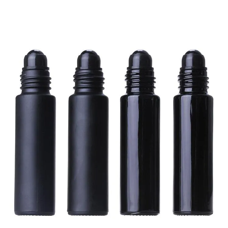 10ML Black  Oil Bottle Glass Roll On Perfume Crystal Roller Ball Bottles DH8868