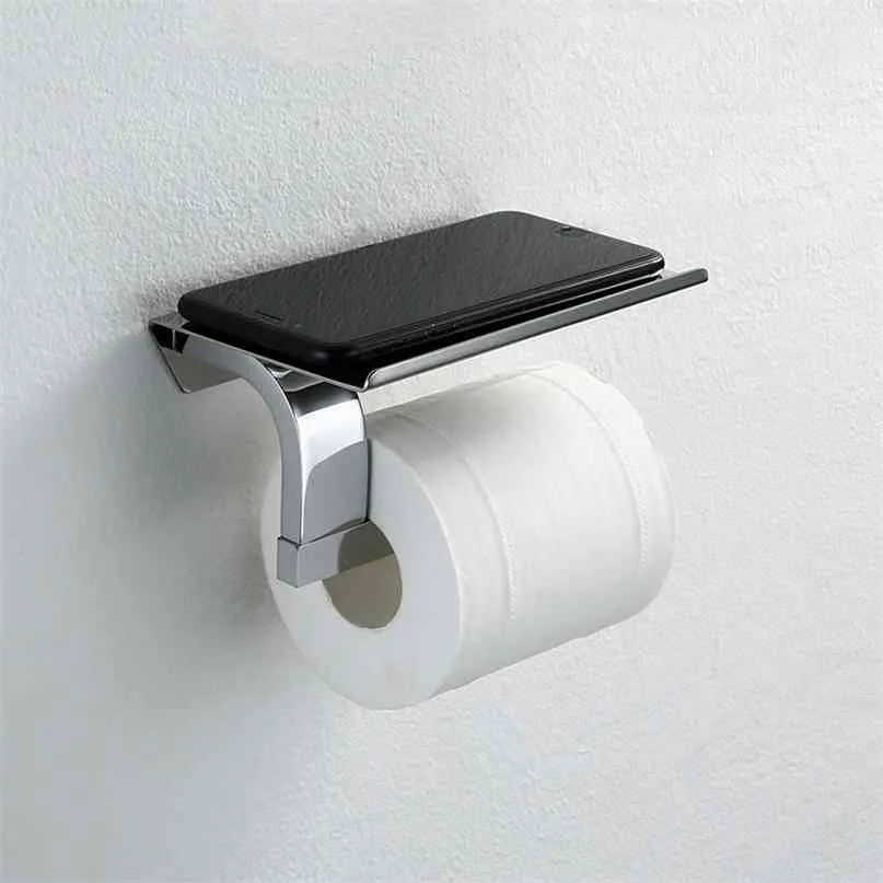 Roll paper holder 304 stainless steel toilet tissue hand tray mobile phone rack 210720