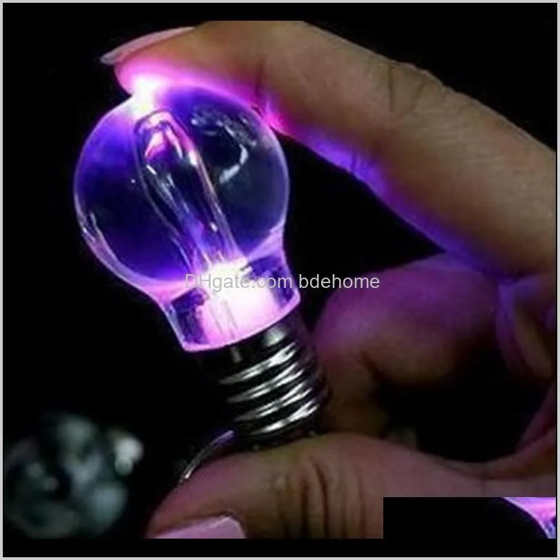 led bulb keychain glowing flashlight keychain clear plastic bulb shaped key ring luminous mini spiral bulb key chain