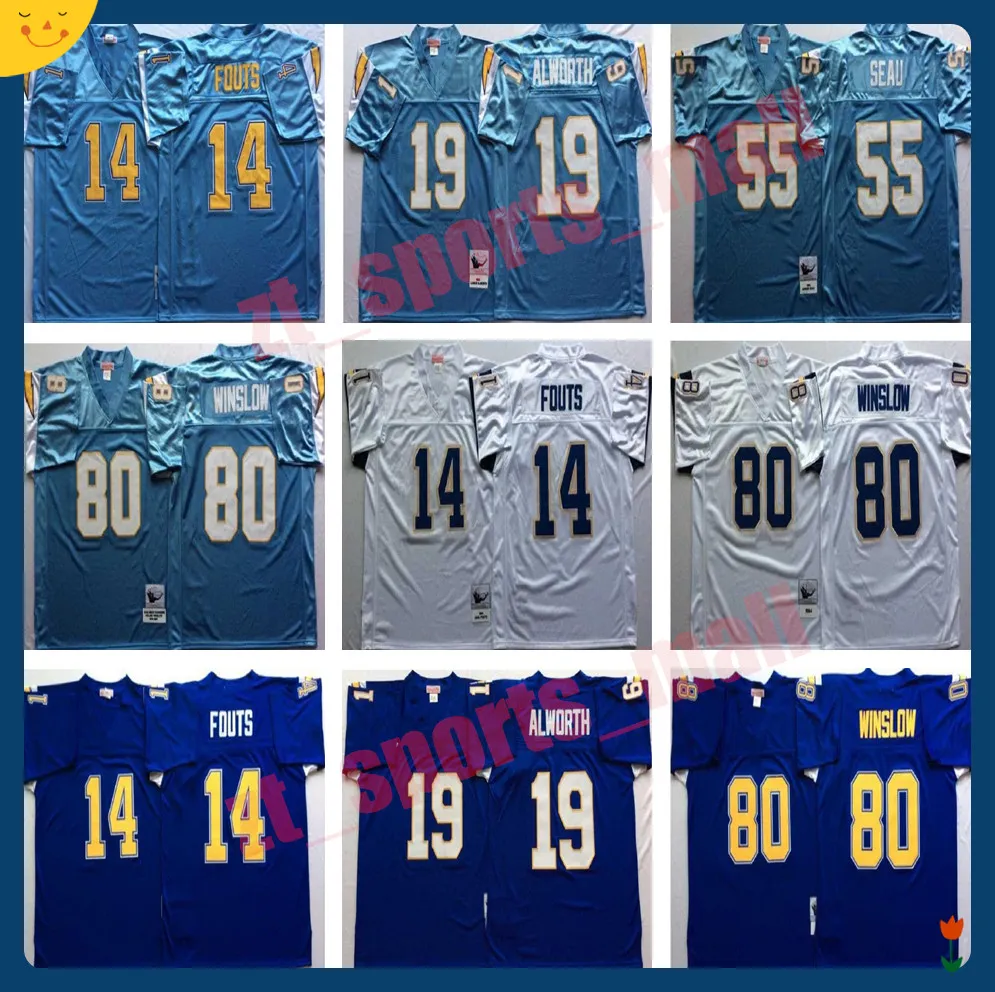 빈티지 축구 유니폼 LaDainian Tomlinson Dan Fouts Lance Alworth Junior Seau Kellen Winslow 유니폼