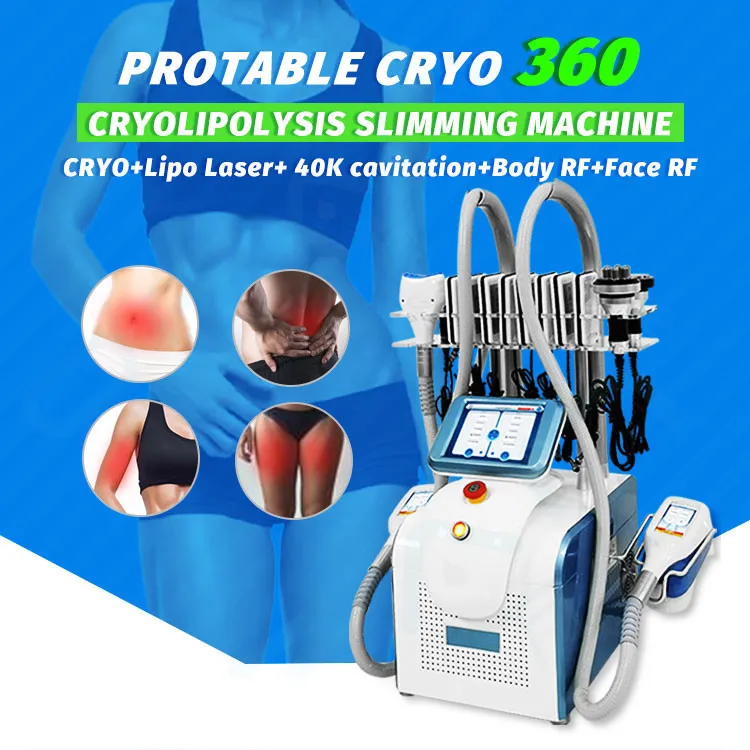 Draagbare 360 ​​graden Cyro Cool Sculpt Freezing Slimming Machine 4 Cryo Handgrepen Cryotherapie Body Shaping 40k Cavitatie RF Lipo Laser Machines