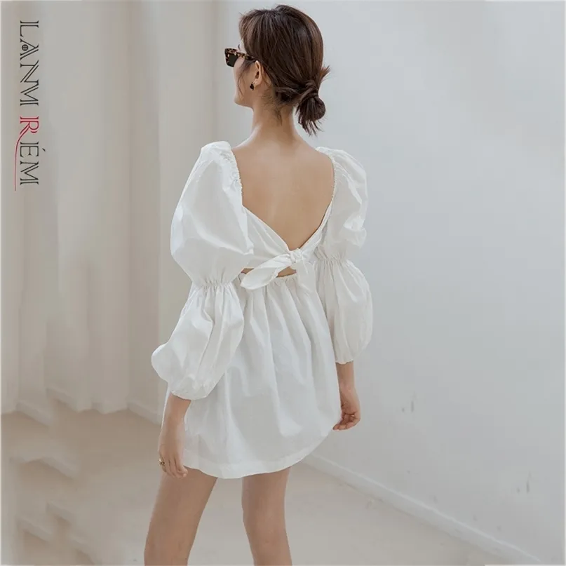knee length dresses for ladies Women's White Dress Mini Dress Ruffle Date Vacation Streetwear Casual V Neck Long Sleeve White Color main image 1
