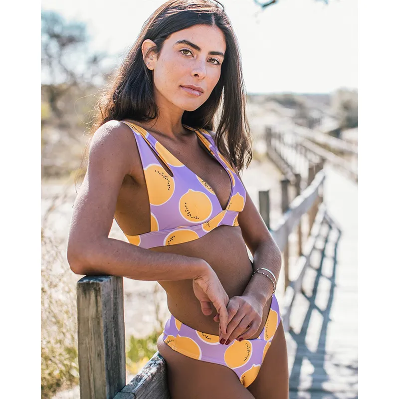Nó Crop Top Bikini 2020 Leopardo Swimwear Mulheres Banhos Amarelo
