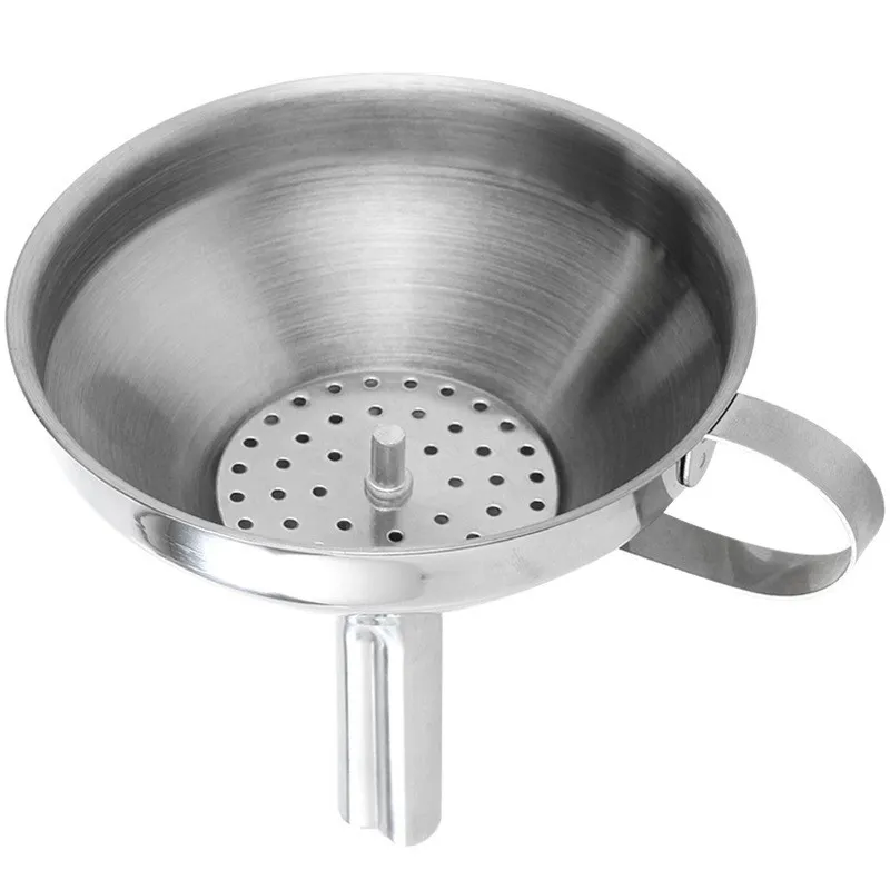 Functional Stainless Steel Kitchen Oil Honey Funnel with Detachable Strainer/Filter for Perfume Liquid Water Tools DH9862