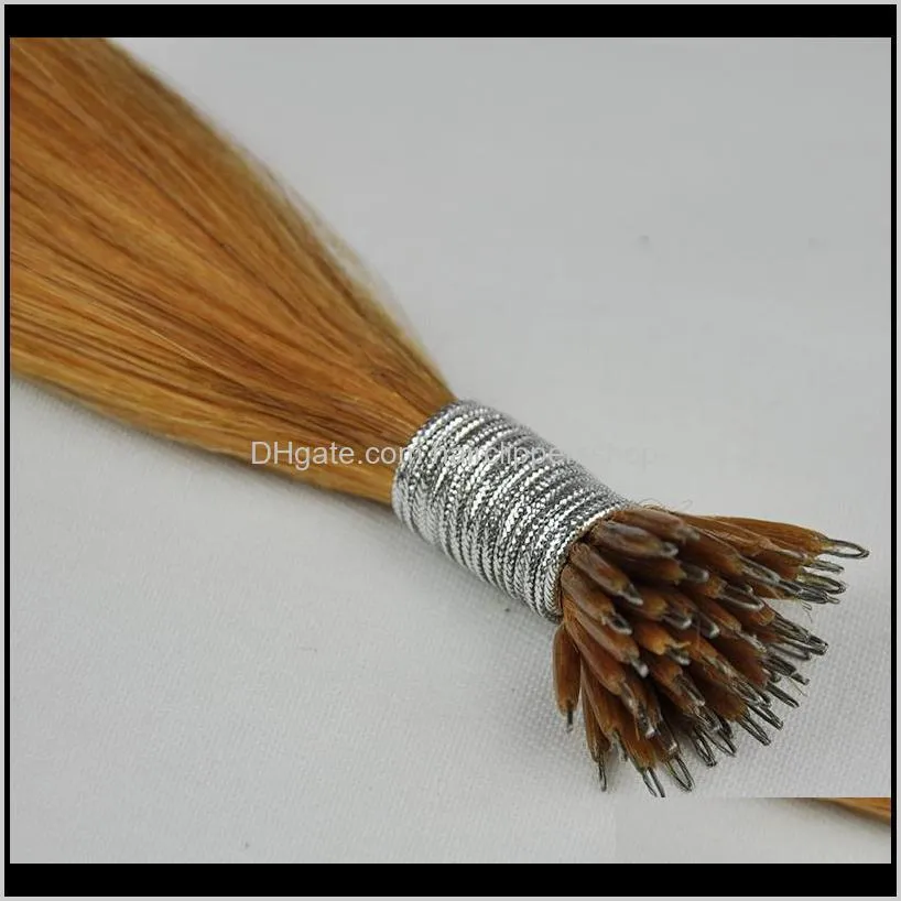 double drawn silk straight brazilian nano ring hair extensions 1g strand 100g lot 20