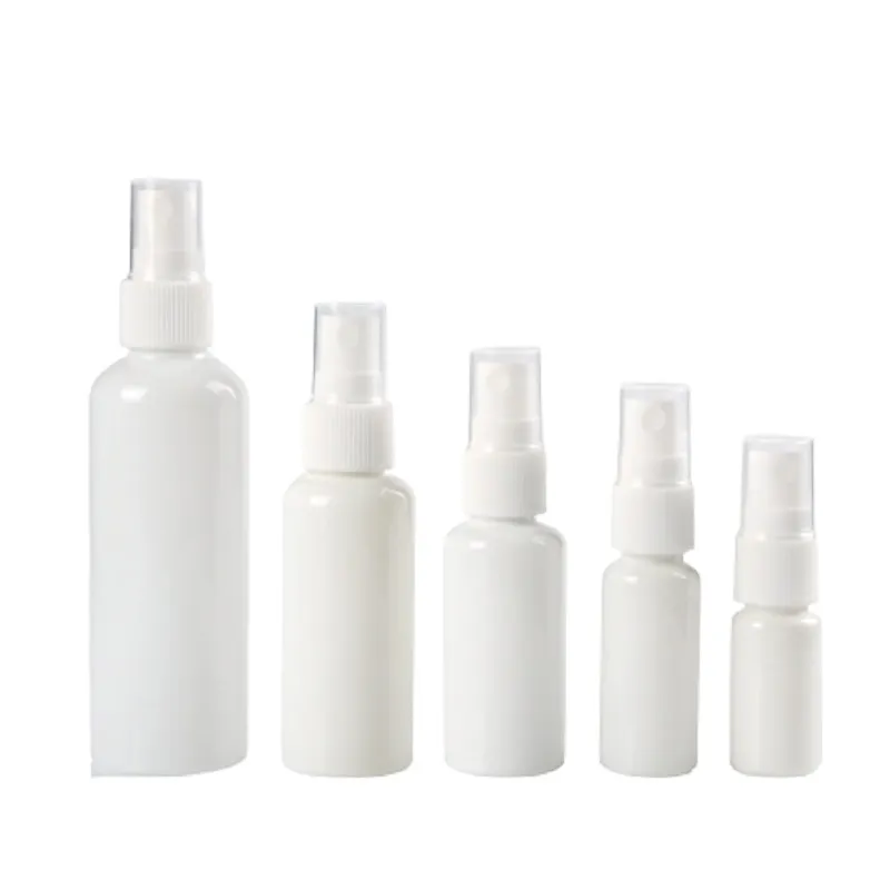 Wit plastic huisdier navulbare spuitfles verstuiver pomp met duidelijke dekking lege cosmetische verpakking container 10ml 20ml 30ml 50ml 100ml 120ml 200ml