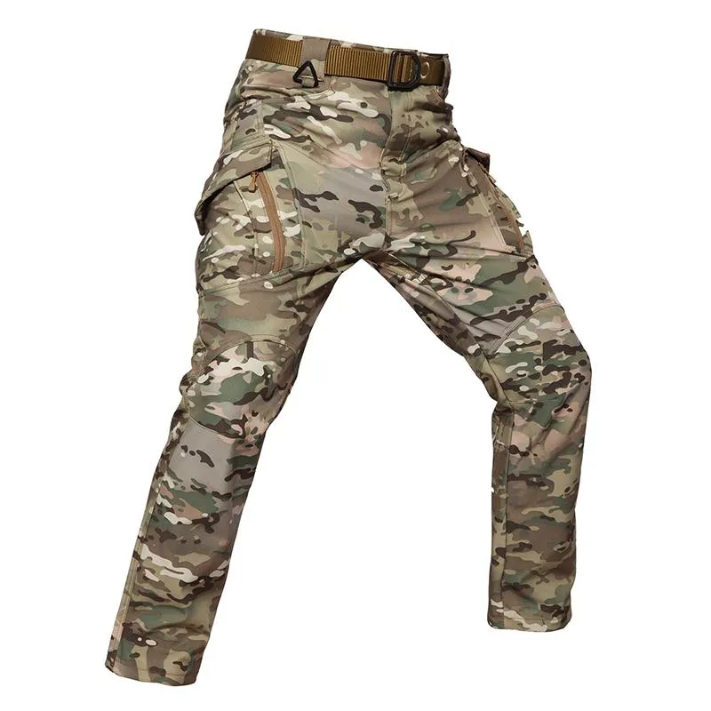Pantalon homme IX9 Softshell épais polaire hiver militaire tactique chasse Cargo mâle imperméable Combat pantalon
