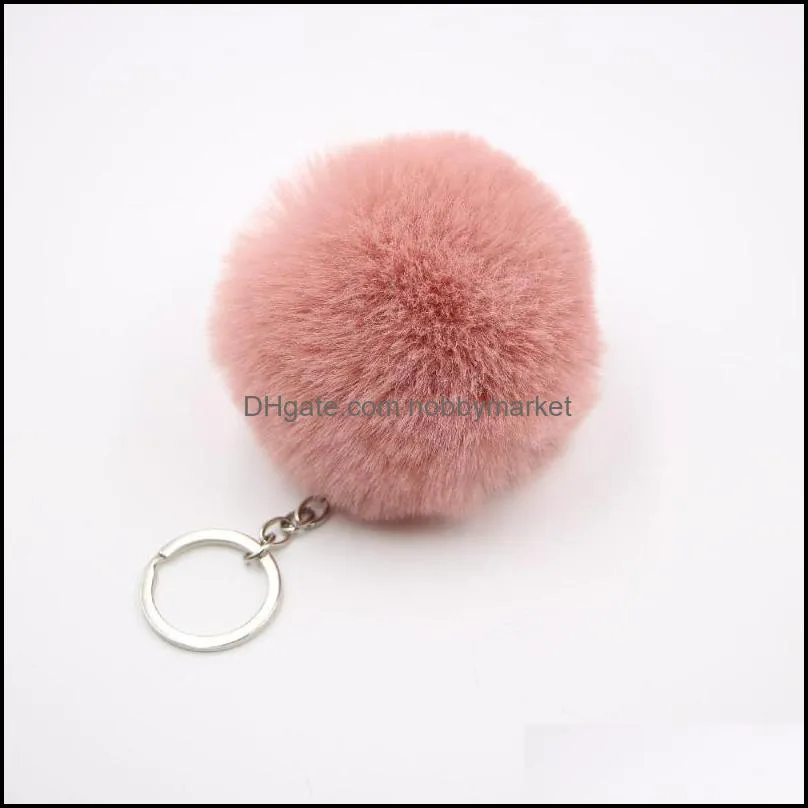 Charms 40 Colors Fluffy Fur Pom Keychain Soft Faux Fur-like Ball Car Keyring Key Holder Women Bag Pendant Jewelry