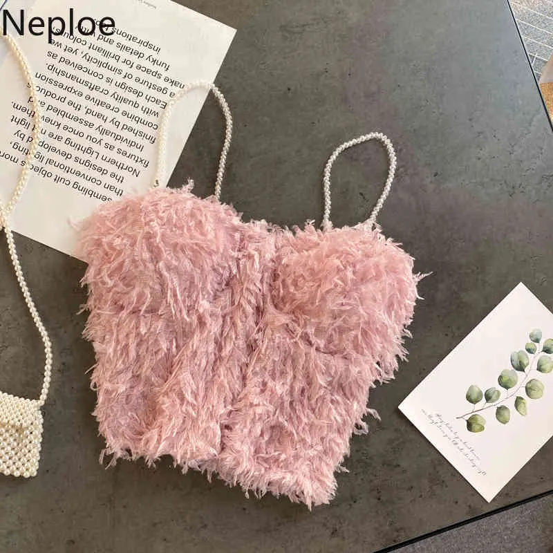 Neploe Crop Top Kobiety Ciężkie Tassel Frezowanie Sexy Pani Piękny Back Sling Koreański Moda Kamizelka Letnie Zbiorniki Kobieta 4H545 210422