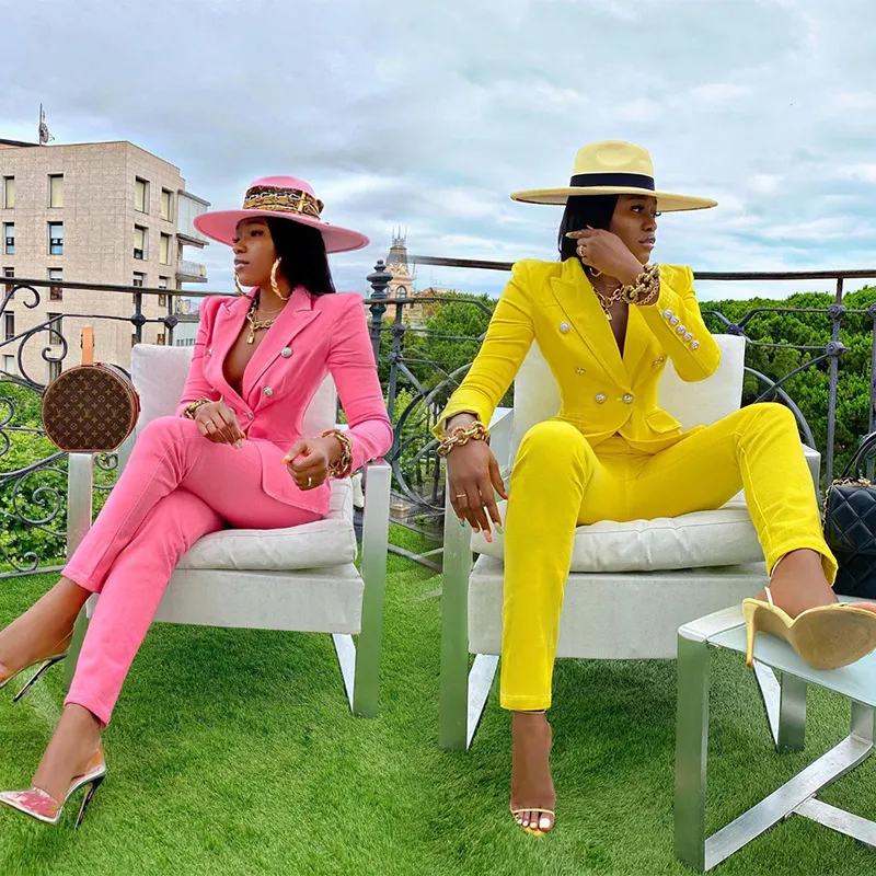 Women Pants Yellow Suit Womens Plus Size Jacket Set High Waist Yellow Suit Women Women Office Lady 210422 From Dou003 25.53 DHgate.Com