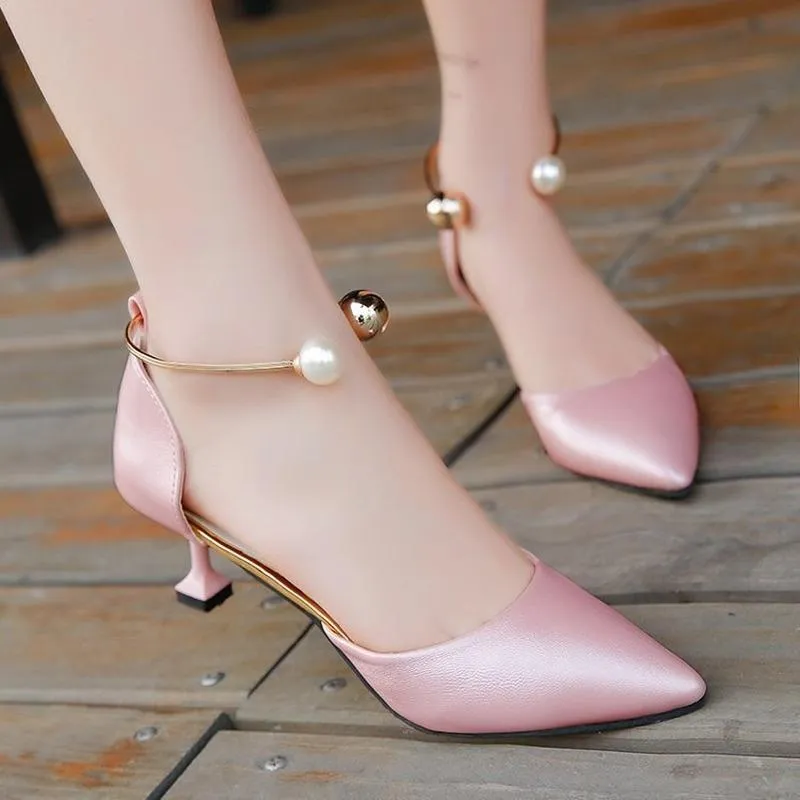 Red Colour Block Heel Red Bridal Shoes Low Heel Elegant Pearl