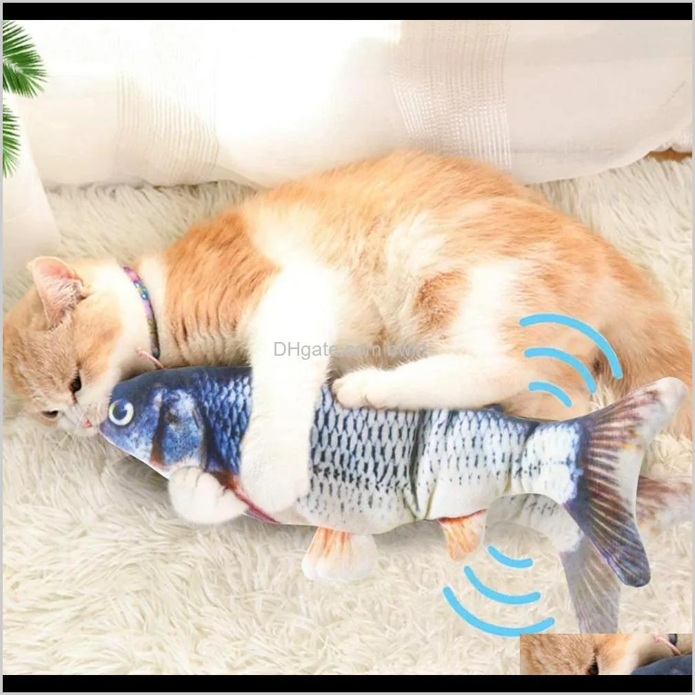 2pcs pet cat toy usb charging simulation electric moving floppy fish cats toy toys interactive electric dog pet toy dropshipping