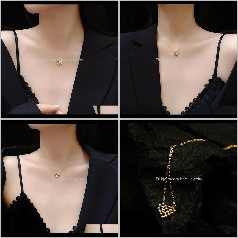 gold plated stainless steel beads heart necklace women fashion jewelry, simple neck chains love pendant necklaces for woman chokers