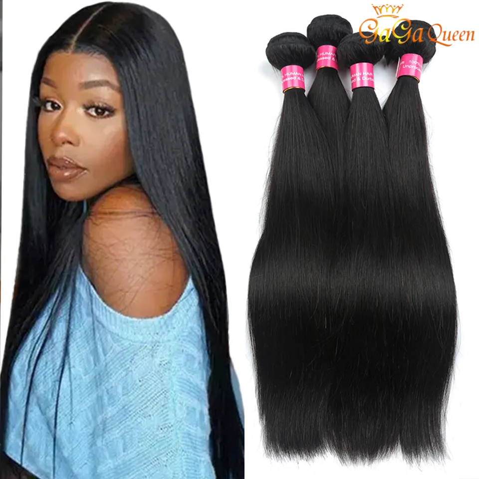 Gagaqueen Malaysian Virgin Hair Straight 4 번들 처리되지 않은 말레이시아 스트레이트 헤어 직조 말레이시아 스트레이트 인간 머리 확장