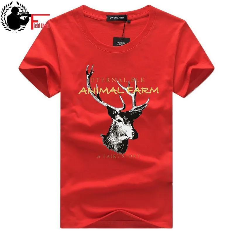 Été Hommes T-shirt À Manches Courtes Motif D'impression Anime Renne Mâle O Cou T-shirt Casual Tshirt Tee Loisirs Plus Taille Big 5XL 4XL 210518