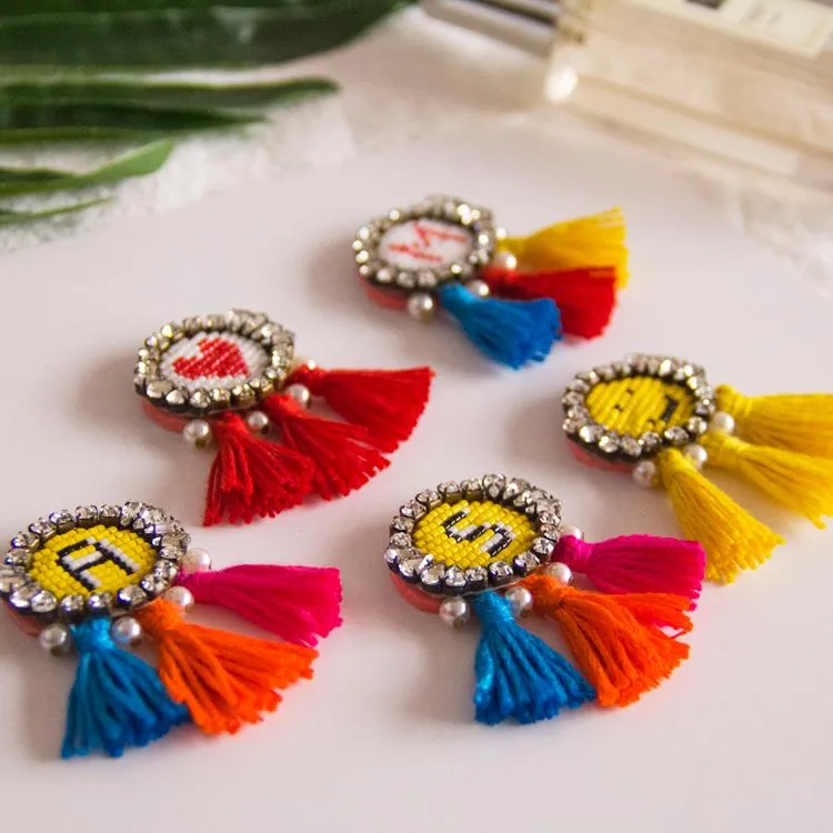 Pins, broscher godis färg tassel väv handgjorda rep brosch mode kvinnor tillbehör bijoux gåva