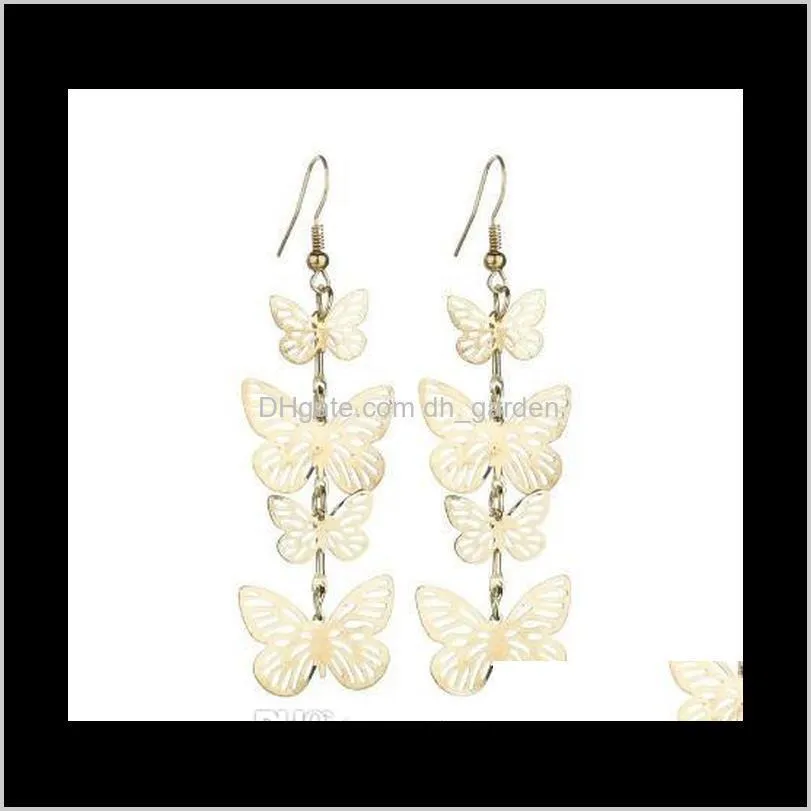 Butterfly Tassel Earrings Dangle Earrings Metal Gold Silver Plated Lovely Butterfly Chandelier Earrings