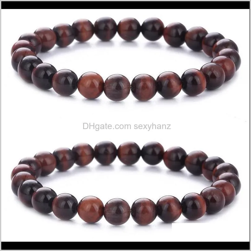 natural stone red tiger eye bracelet for men women fashion jewelry stretch bangle 8mm yoga energy bracelets gift kimter-b674s fz
