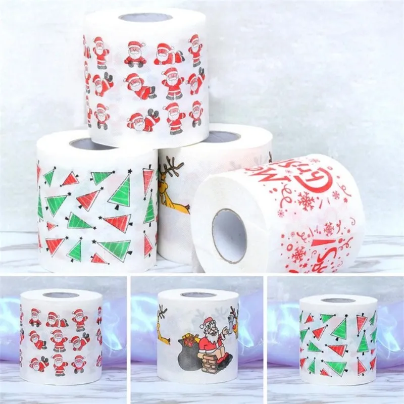 Christmas Pattern Series Roll Papier Papier Print Interessante Toiletpapier Festival Tafelbenodigdheden Keukenpapier Handdoek Kerstmis Decoratie