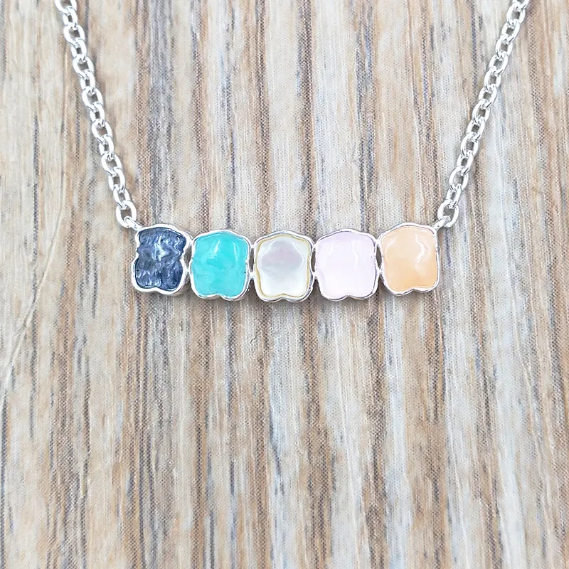 Authentic 925 Sterling Silver pendants Mini Color Necklace In Silver With Gems Fits European bear Jewelry Style Gift 915432570