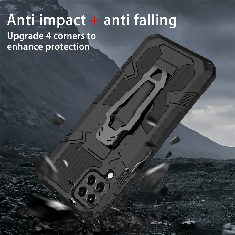 Armor Shockproof Cases For Samsung Galaxy A12 A22 A32 A42 A52 A72 A82 5G A02S M02S A03S M32 Metal Belt Clip Kickstand Back Cover