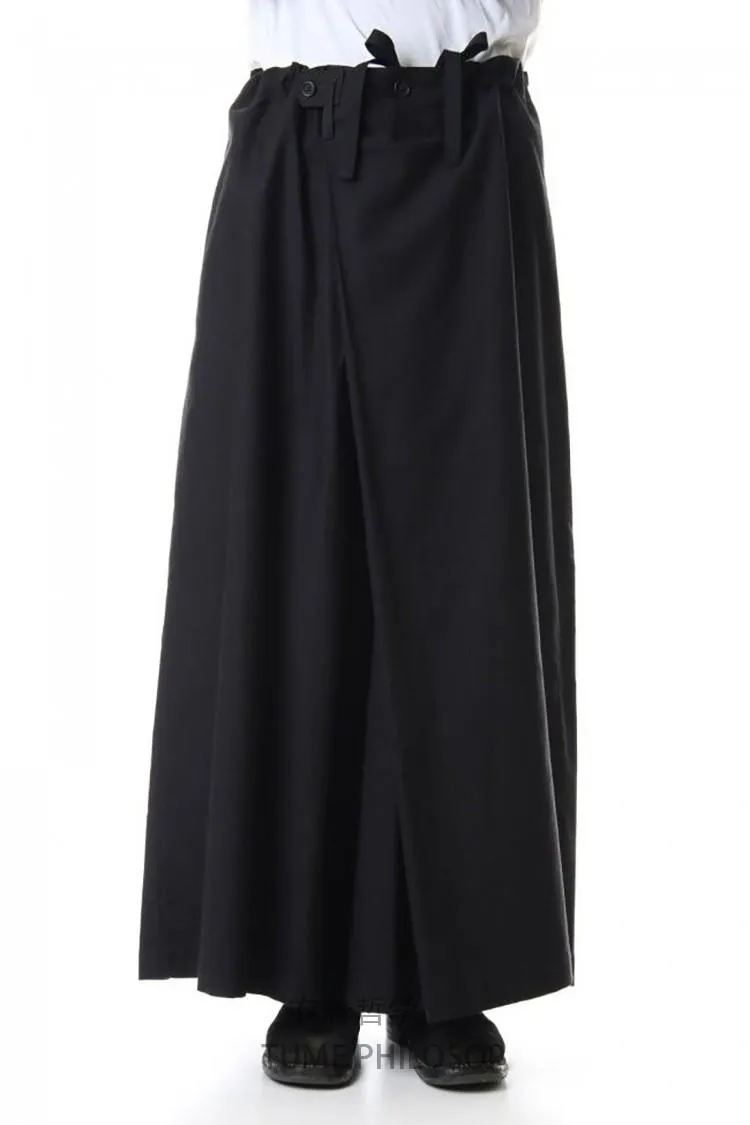 Herenbroek 2021 Haarstylist Mode Onregelmatige Asymmetrische Plooien Culotte Wide Plus Plus Size Kostuums