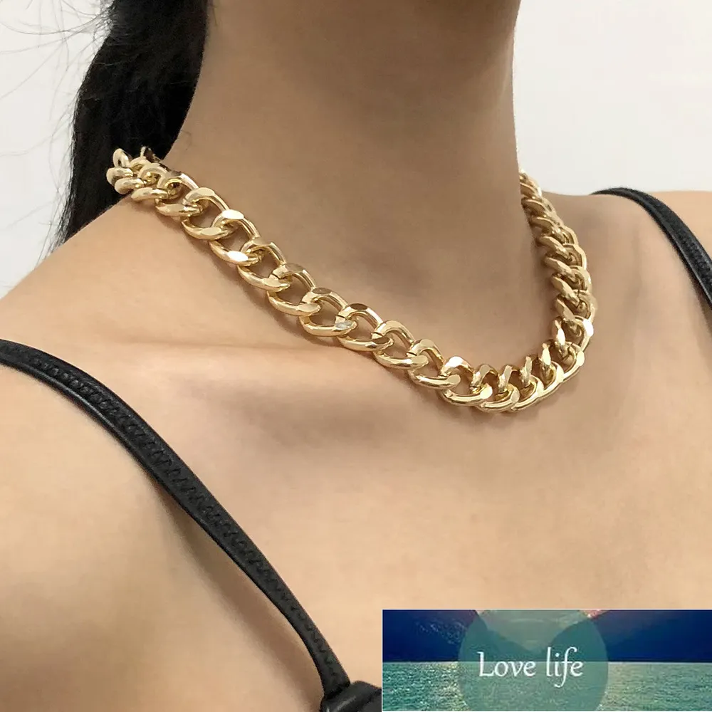 모드 Kalung Besar Untuk Wanita Memutar Warna Perak Emas Chunky Tebal Kunci Choker Rantai Kalung Perhiasan Pesta