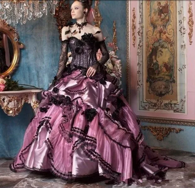 black and pink gothic dress Vintage Gothic Gothic wedding dresses