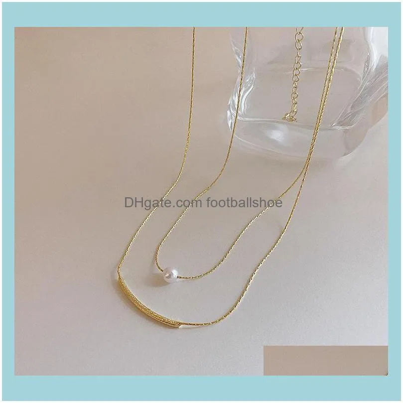 Arrivals 2021 Fashion Modern Peals Choker Necklace Double Layers Round Necklaces Golden Chain Jewelry Women Chains