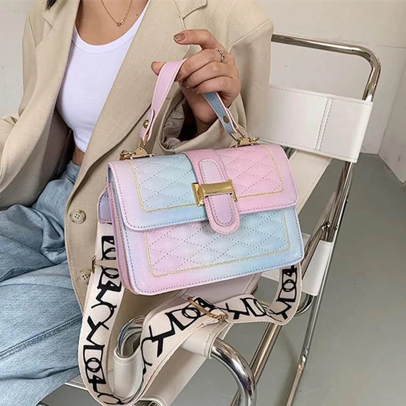 الأزياء الإناث حقائب الكتف 2021 الاتجاه المرأة حقائب اليد المتدرج قوس قزح اللون crossbody رسول حقيبة أنيقة سيدة اليد