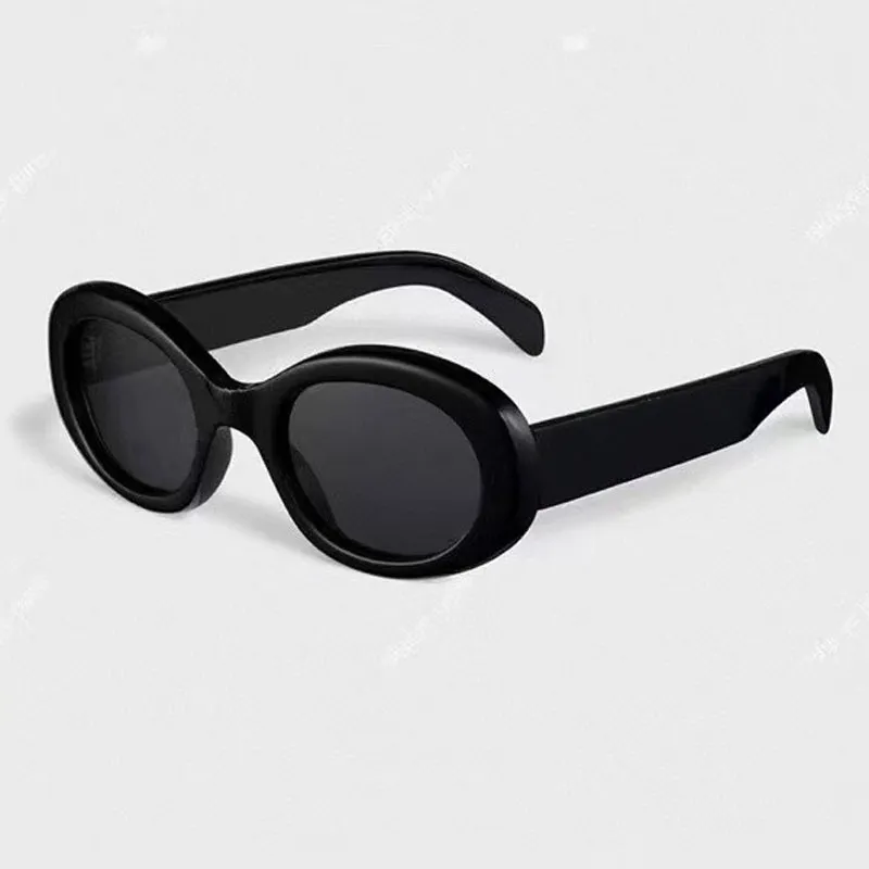 Lunettes de soleil mode 4S194 solglasögon design cadre ovale minimalist pur miroir noir voyage style ete skydd UV400 qualite superieure transport avec boite