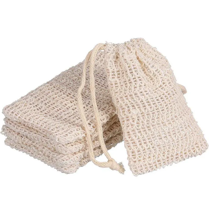 9*14cm Cotton Linen Soap Bag Scrubbers Beam Mouth Type Environmental Protection Handmade Foaming Net DH9896
