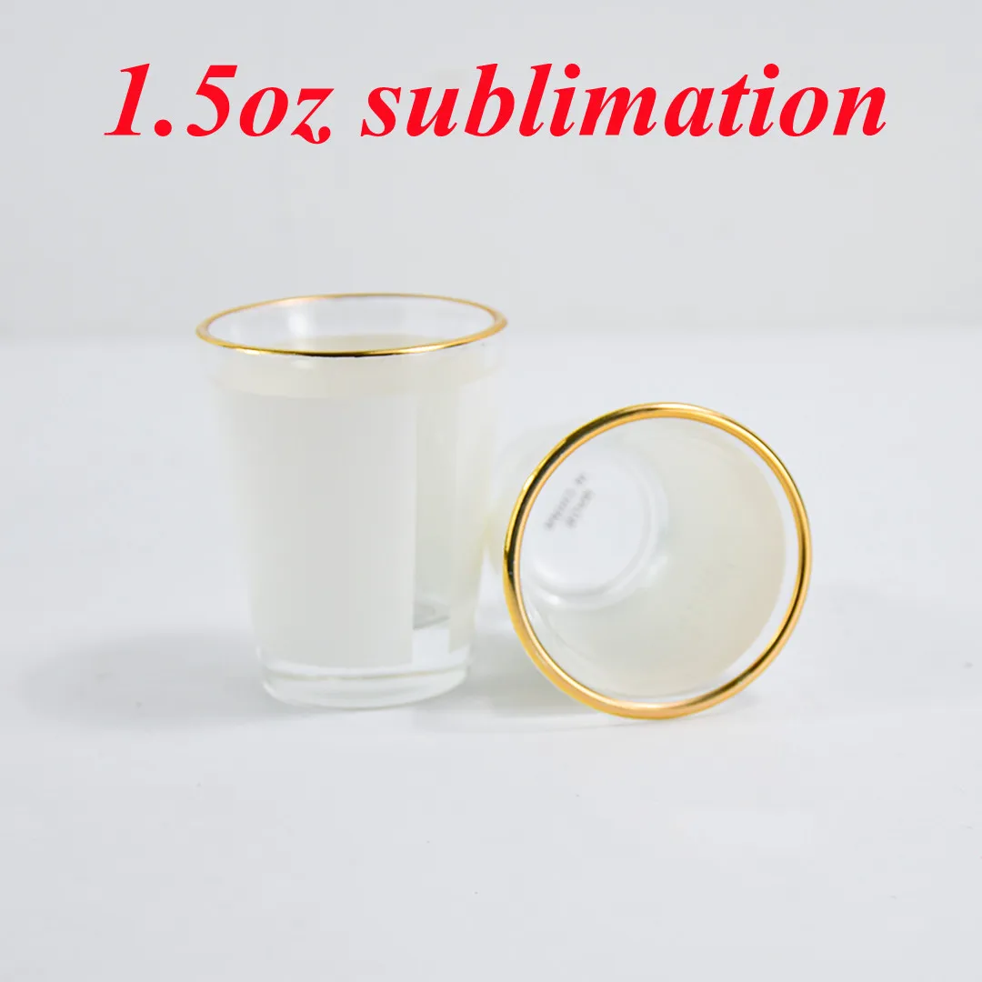 Sublimatie shot bril 1.5Oz whisky shot glas met gouden velg warmteoverdracht wijnglas