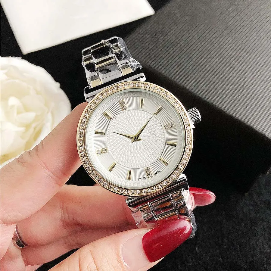 Montres de marque pour femmes et filles, Style tête de cristal, bracelet en acier et métal, montre-bracelet à Quartz, VE 502676