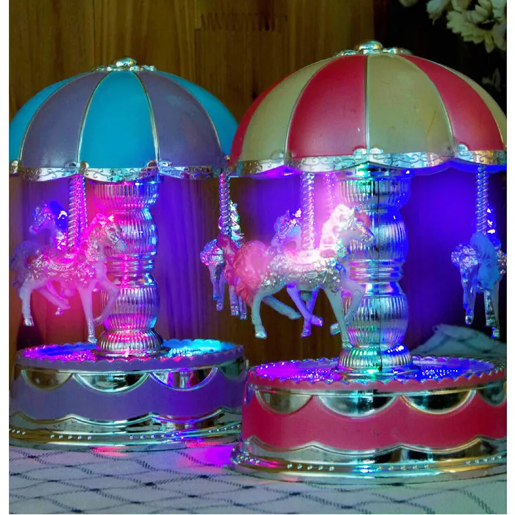 Gränsöverskridande romantisk oktavbelysning Dome Carousel Music Box Creative Craft Gift Box Wind-Up Toys