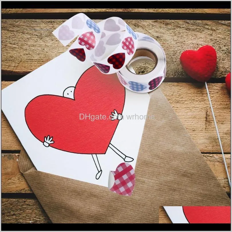 1 roll heart shaped self-adhesive label stickers valentine`s day stickers