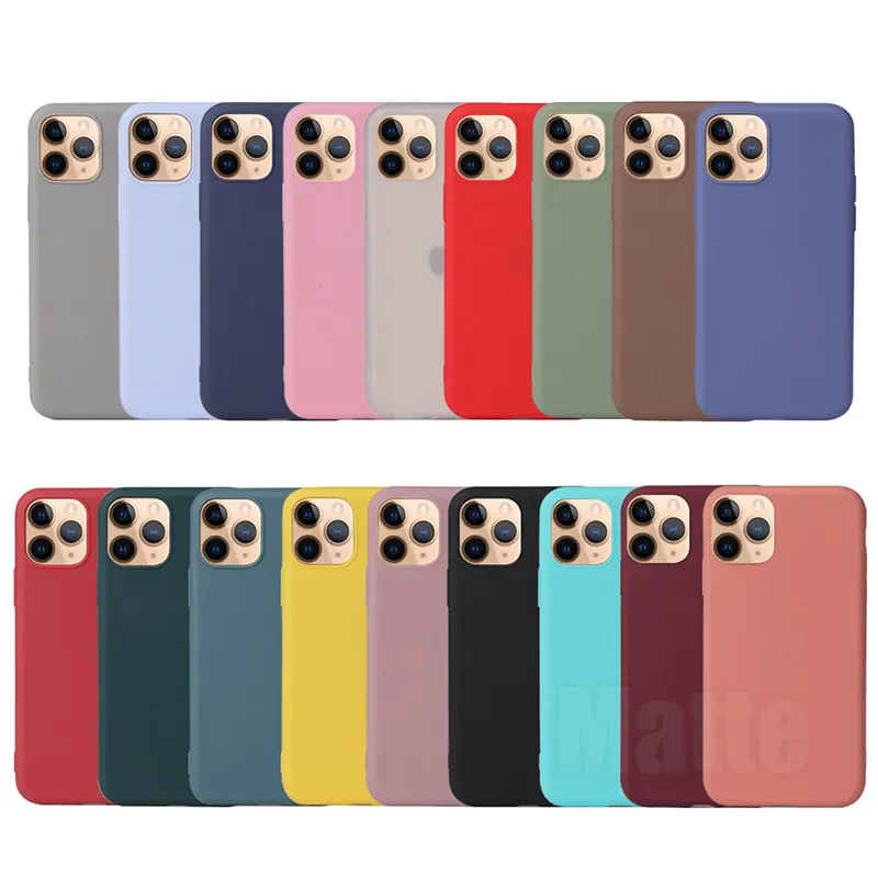 علبة الهاتف لـ iPhone 15 Pro Max 14 Plus 13 Mini 12 11 Candy Color Ultra Slim Matte Frosted Frosted Tpu Silicone Rubber Cover