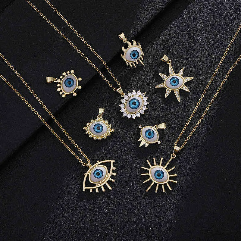 التركية محظوظ الشر قلادة العين المرأة 8 نمط العيون الأزرق الإناث سحر الأزياء المينا المقاوم للصدأ سلسلة قلادة مجوهرات هدية G1206