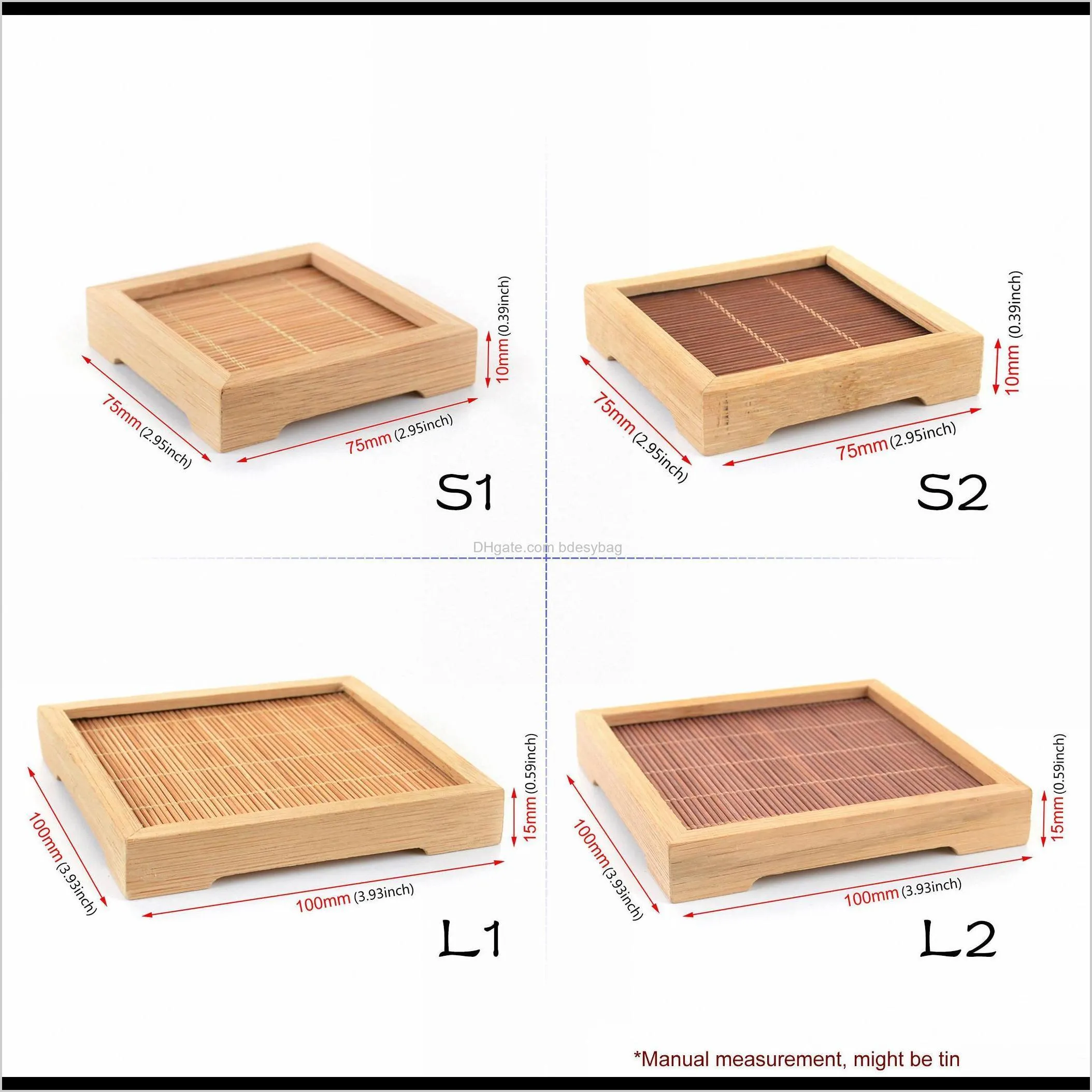 lots natural bamboo square mat hand craft saucer tea cup pad decor serving tray gongfu kung fu tea tray serving table