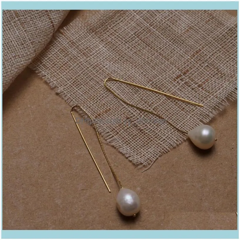 Earrings & Necklace Freshwater Pearl Long Women`s Gold Chain Tassel Ear Line Baroque Dangle